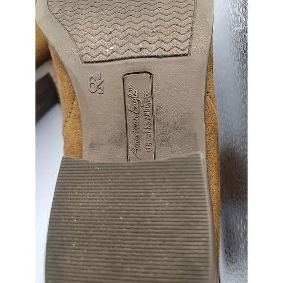 American Eagle Shannon Suede Boots Women’s Sz 6.5 Walnut Color Block Heel Winter - Picture 9 of 9